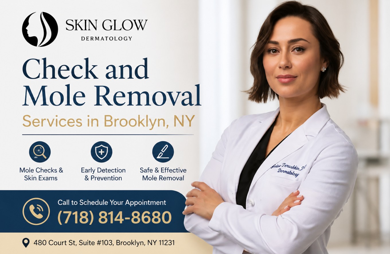 Mole check and mole removal services in Brooklyn, NY with insurance and self-pay options at Skin Glow Dermatology.