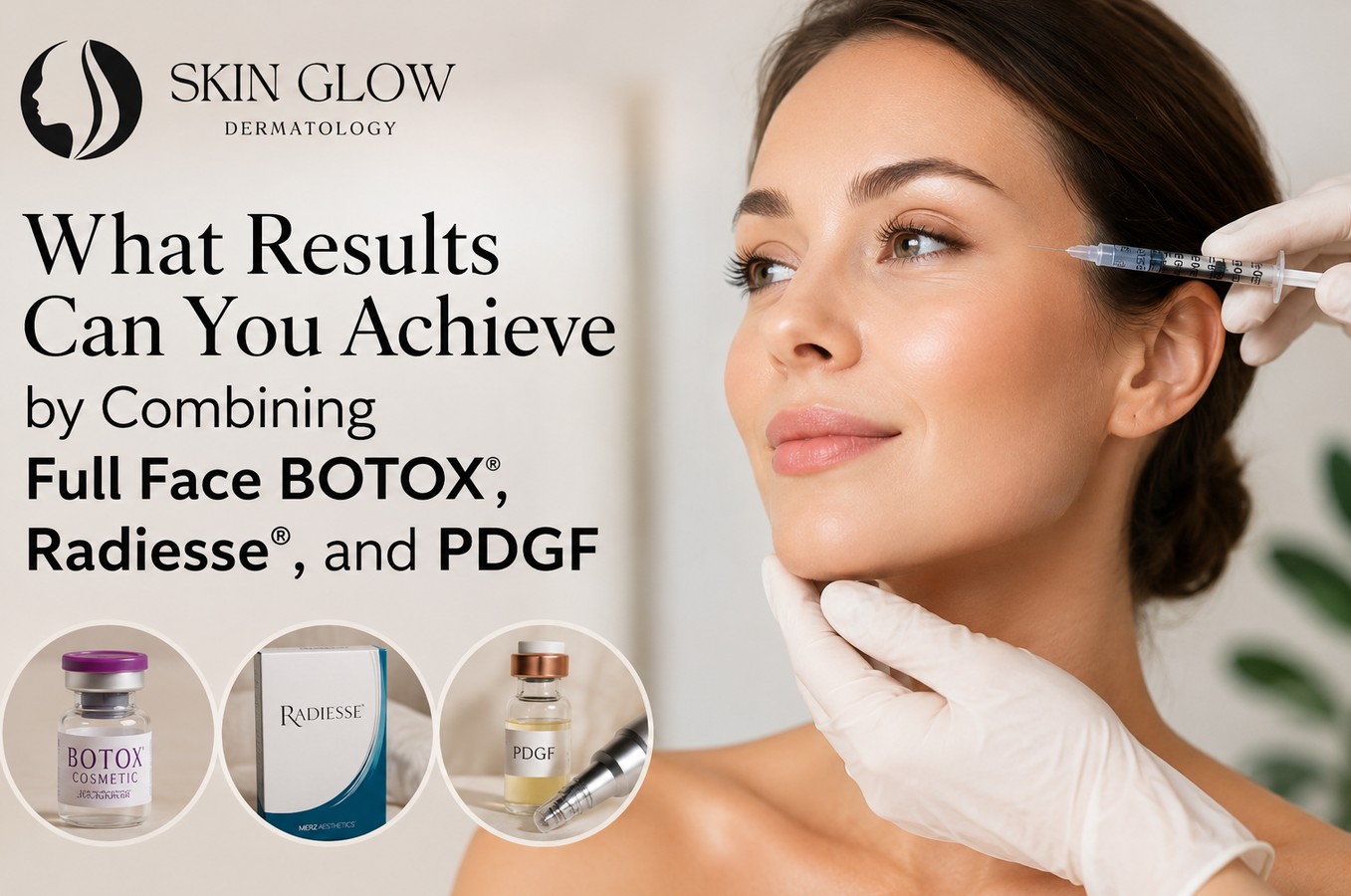 Full Face BOTOX®, Radiesse®, and PDGF facial rejuvenation treatment at Skin Glow Dermatology in Brooklyn, NY.